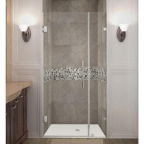 Nautis 31 in. x 72 in. Completely Frameless Hinge Shower Door in Stainless Steel with Clear Glass