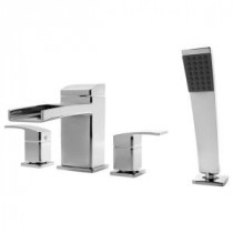 Kenzo 2-Handle Deck Mount Roman Tub Faucet Trim Kit with Handshower in Polished Chrome (Valve Not Included)