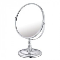 5.875 in. x 9.625 in. Round Chrome-Plated Countertop Bi-View Vanity Mirror in Silver