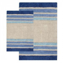 20 in. x 32 in. and 23 in. x 39 in. 2-Piece Tuxedo Stripe Bath Rug Set in Blue