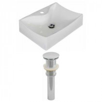 Rectangle Vessel Sink Set in White and Drain
