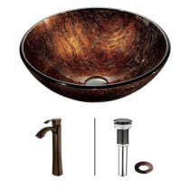 Kenyan Twilight Vessel Sink in Multicolor with Faucet in Oil Rubbed Bronze
