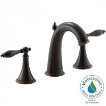 Finial Traditional 8 in. Widespread 2-Handle Mid-Arc Bathroom Faucet in Oil-Rubbed Bronze