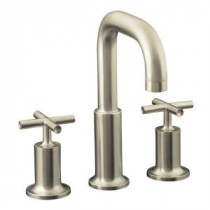 Purist 8 in. Deck Mount 2-Handle Bathroom Faucet Trim Only in Vibrant Brushed Nickel Less Valve (Valve Not Included)