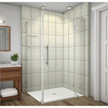 Avalux GS 42 in. x 30 in. x 72 in. Completely Frameless Shower Enclosure with Glass Shelves in Stainless Steel