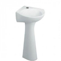 Cornice Vitreous China Pedestal Combo Bathroom Sink in White