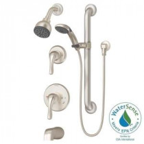 Origins Single-Handle 1-Spray Tub and Shower Faucet with Stops in Satin Nickel