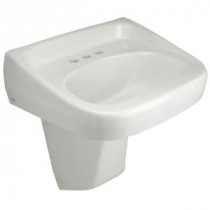 Wall-Mounted Bathroom Sink with Half Pedestal in White