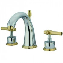 Milano 8 in. Widespread 2-Handle Mid-Arc Bathroom Faucet in Polished Chrome and Polished Brass