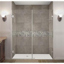 Nautis GS 64 in. x 72 in. Completely Frameless Hinged Shower Door with Glass Shelves in Stainless Steel