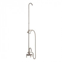 Porcelain Lever 3-Handle Claw Foot Tub Faucet with Hand Shower and Riser in Polished Nickel