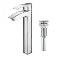 Visio Single Hole 1-Handle High Arc Vessel Faucet with Pop Up Drain in Chrome