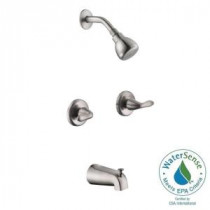 Constructor 2-Handle 1-Spray Tub and Shower Faucet in Brushed Nickel