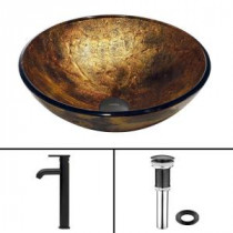 Glass Vessel Sink in Copper Shapes and Seville Faucet Set in Matte Black