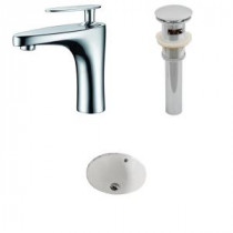 Round Undermount Bathroom Sink Set in Biscuit with Single Hole cUPC Faucet and Drain