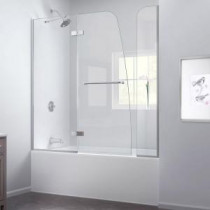Aqua Ultra 57 to 60 in. x 58 in. Semi-Framed Hinged Tub Door with Extender in Chrome