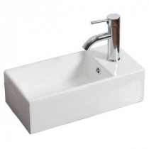 18-in. W x 10-in. D Above Counter Rectangle Vessel Sink In White Color For Single Hole Faucet