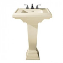 Town Square Pedestal Combo Bathroom Sink with 8 in. Faucet Centers in Linen