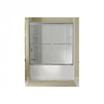 Finesse 59-5/8 in. x 58-1/16 in. Frameless Bypass Tub Door in Nickel with Grafite Glass Pattern