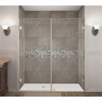 Nautis GS 72 in. x 72 in. Completely Frameless Hinged Shower Door with Glass Shelves in Stainless Steel