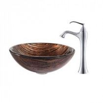 Gaia Glass Vessel Sink in Multicolor and Ventus Faucet in Chrome
