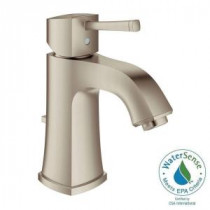 Grandera Deck-Mount Single Handle Low Arc Bathroom Faucet in Brushed Nickel InfinityFinish