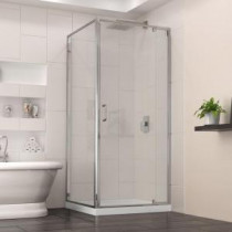 Flex 32 in. x 32 in. x 74-3/4 in. Framed Shower Enclosure and Base Kit in Chrome