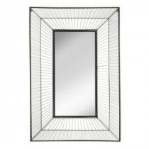 Sundry 48 in. x 32 in. Black Linear Wire Framed Wall Mirror