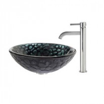 Kratos Glass Vessel Sink in Multicolor and Ramus Faucet in Chrome