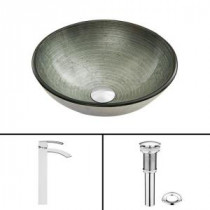 Glass Vessel Sink in Simply Silver and Duris Faucet Set in Chrome