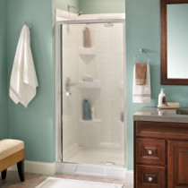 Silverton 36 in. x 66 in. Semi-Framed Pivot Shower Door in Chrome with Pyramid Glass