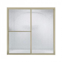 Deluxe 57-3/4 in. x 56-1/4 in. Framed Sliding Tub/Shower Door in Nickel with Rain Glass Texture