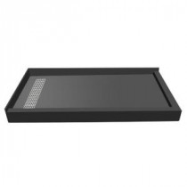 34 in. x 48 in. Double Threshold Shower Base with Left Drain and Polished Chrome Trench Grate