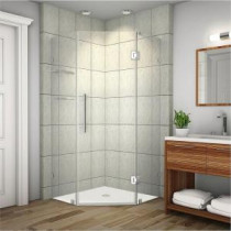 Neoscape GS 42 in. x 72 in. Frameless Neo-Angle Shower Enclosure in Stainless Steel with Glass Shelves