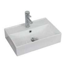 20-in. W x 14-in. D Above Counter Rectangle Vessel Sink In White Color For Single Hole Faucet