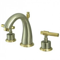 Milano 8 in. Widespread 2-Handle Mid-Arc Bathroom Faucet in Satin Nickel and Polished Brass