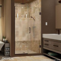 Unidoor Plus 60 to 60-1/2 in. x 72 in. Semi-Framed Hinged Shower Door with Half Frosted Glass in Oil Rubbed Bronze