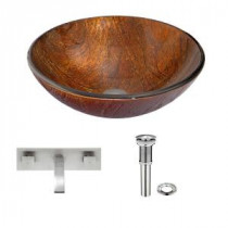 Glass Vessel Sink in Kenyan Twilight with Titus Wall-Mount Faucet Set in Brushed Nickel