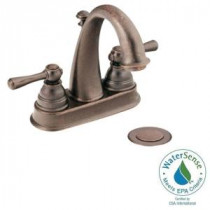 Kingsley 4 in. Centerset 2-Handle High-Arc Bathroom Faucet in Oil Rubbed Bronze with Drain Assembly
