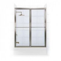Newport Series 56 in. x 58 in. Framed Sliding Tub Door with Towel Bar in Brushed Nickel with Aquatex Glass