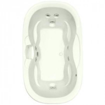 Universal Oval 5.8 ft. Center Drain Acrylic Bathtub in Biscuit With Heater