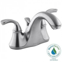 Forte 4 in. Centerset 2-Handle Low-Arc Bathroom Faucet in Brushed Chrome with Sculpted Lever Handles