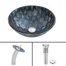 Glass Vessel Sink in Rio with Waterfall Faucet Set in Chrome