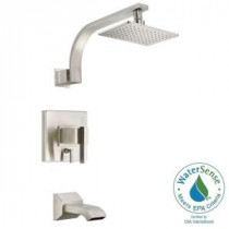 Sirius 1-Handle Pressure Balance Tub and Shower Faucet Trim Kit in Brushed Nickel (Valve Not Included)
