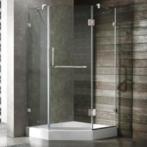 Piedmont 36.125 in. x 78.75 in. Frameless Neo-Angle Shower Enclosure in Chrome and Clear Glass with Base in White