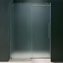 72 in. x 74 in. Frameless Bypass Shower Door in Stainless Steel with Frosted Glass with Right Door