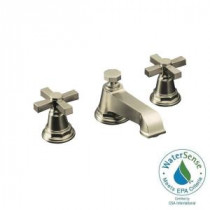 Pinstripe Pure 8 in. Widespread 2-Handle Low-Arc Bathroom Faucet in Vibrant Brushed Nickel