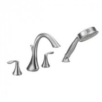 Eva 2-Handle Deck-Mount Roman Tub Faucet Trim Kit with Handshower in Chrome (Valve Sold Separately)