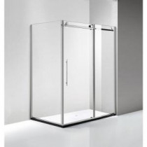 60 in. x 79 in. Luxury Frameless Sliding Shower Door in Stainless Steel