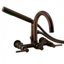 3-Handle Claw Foot Tub Faucet with HandShower in Oil Rubbed Bronze